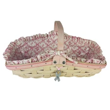 Longaberger 2007 Horizon of Hope Rosebud Basket Liner Tie-On Protector Set