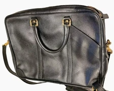 T. Anthony Leather Briefcase Laptop Case Black Carrier Bag  Italy