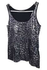 Apt 9 Tank Top Black Silver Sequin Sleeveless Blouse Womens Size XL