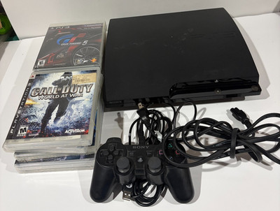 Sony PlayStation 3 PS3 Slim 120GB Console  Bundle + 10 Games  CECH-2001A