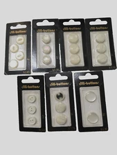 Dill-Buttons Round Plastic White 7 packs 21 Button Lot