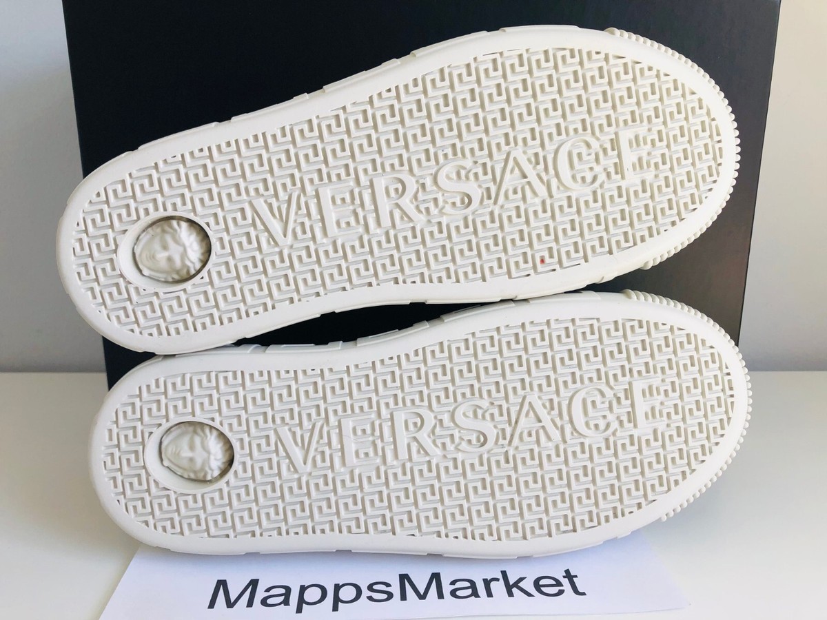 NIB VERSACE Greca Barocco Canvas Sneakers in Black & Gold 