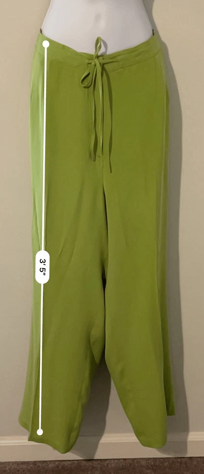 Pantalón Mujer Vintage 100% Seda Verde Lima 16W Foto 3 de 4