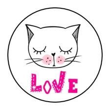 30 CAT ENVELOPE SEALS LABELS STICKERS 1.5" ROUND LOVE PETS CATS