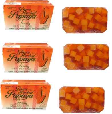 6 x Pure Herbal Papaya Fruity Formula 4 in 1 Hautaufheller Kräuterseife 135g x 6