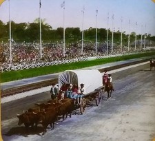 "The Covered Wagon of American Pioneer Days", Keystone Magic Lantern Glass Slide