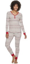Lauren Conrad Top  Bottom Pajamas, Color: Fairisle Red, Size: Medium