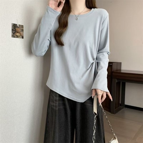 Nueva Camiseta Top Para Mujer Diseño Color Sólido Algodón Puro Manga Larga Base - Imagen 11 de 14