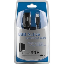 16Ft USB 2.0 High Speed Type A Male to Female Active Extension Cable Black