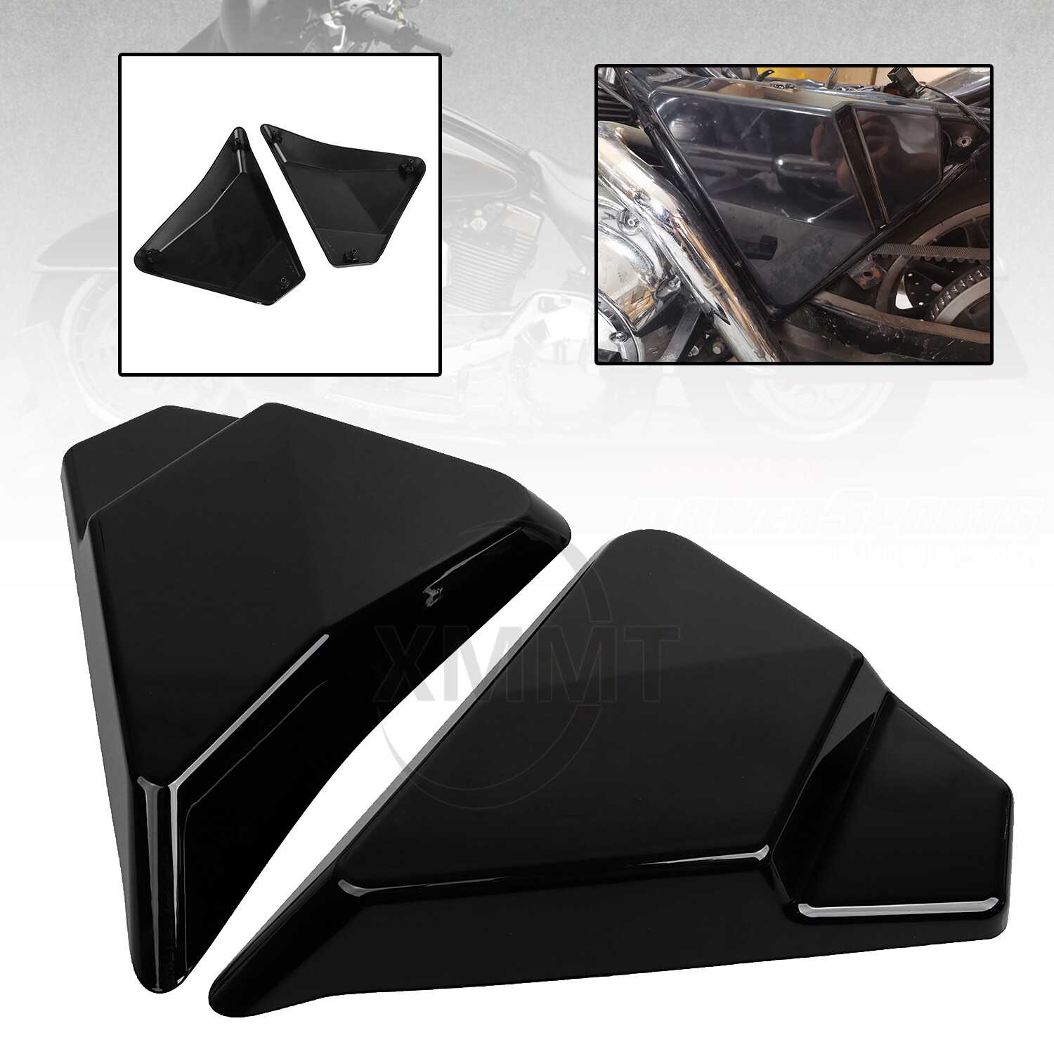 Side Covers Panel Black For Harley Touring Road King Street Electra Glide 97-07