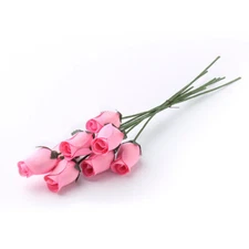 5 Bunches of Pink Wood Rose Bud 13" Stems - 8 Roses to a Bundle