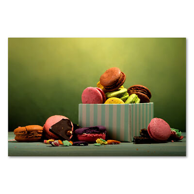 Postereck 2632 Poster Leinwand Macaron, Küche Kochen Backen Bunt Essen Cookie