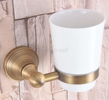 Antique Brass Bathroom Wall Mount Single Ceramic Cup Toothbrush Holder aba164