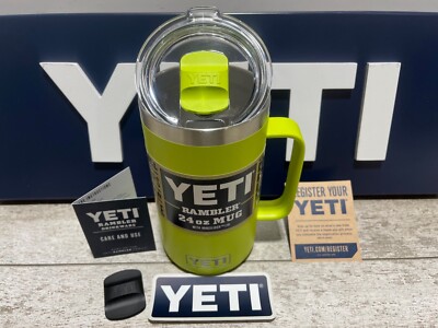 YETI Rambler 24oz Mug Ltd Ed/RETIRED * CHARTREUSE ! * w/MATCHING MagSlider Lid!