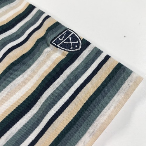 Tiger Woods Nike Polo Shirt Mens Medium Blue White Yellow Green Striped Buttons - Picture 4 of 10