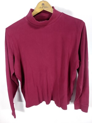 LL Bean Long Sleeve Mock Neck Turtleneck Maroon Red Women's Large Reg