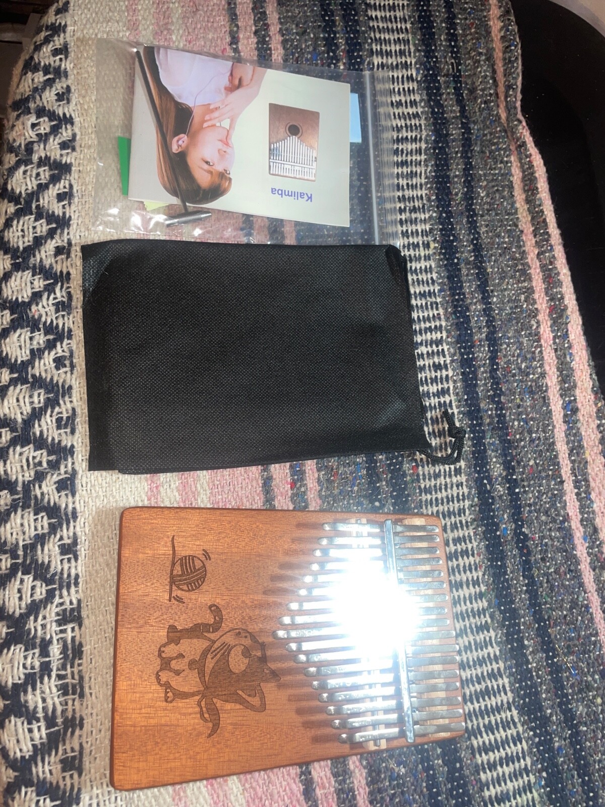 Finger 17 Keys Kalimba Thumb Piano Instrument Mahogany Wood w/ Tuner Hammer Bag