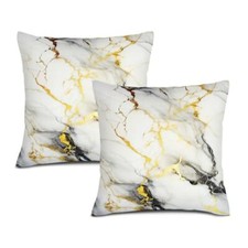 Marble Throw Pillows Covers 18"x18" Set of 2 18" x 18" Pack of 2 Black Gold