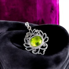 Natural Peridot 925 Sterling Silver Pendant August Birthstone Pendant For Her.