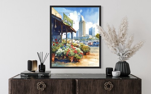 San Diego Flower Market background Photo Art Print Poster Wall Art Painting - Picture 2 of 7