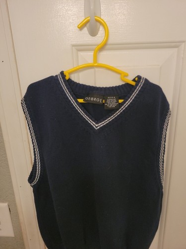 EUC GEORGE Kids Boys Cotton Dark Blue Vest Size 8 Preppy School - Picture 3 of 7