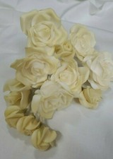 Handmade Flowers Ivory Wedding Crafts set of 12 roses-6 lg, 5 small, 1 medium