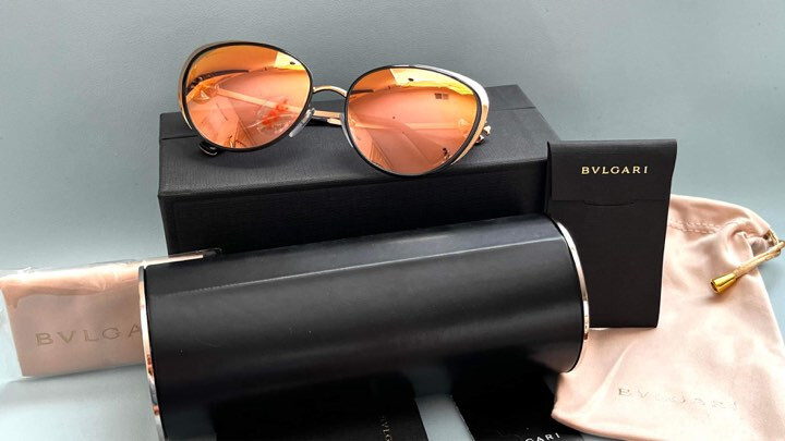 Bvlgari Italy 6092-B 239/6F Cat Eye Pink Mirrored Sunglasses $750