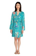 Johnny Was Verdino Blue Sleep Wear Robe Night Home Lounge Lingerie Flower XL New