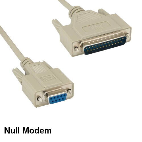 Kentek 15' DB9 Female to DB25 Male Null Modem Serial Extension Cable 28AWG RS232