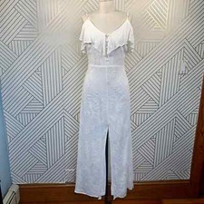 NWT Sage the Label Vivian Maxi Dress White Embroidered Boho Off Shoulder Size S