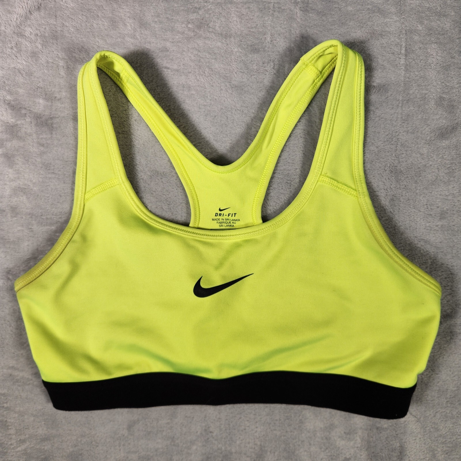Nike Sports Bra Womens Medium Neon Green Dri Fit Racerback Hike Yoga Gym Workout-image