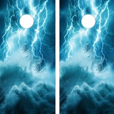 FADEPROOF Cornhole Board Wraps Laminated / Lightning Strike