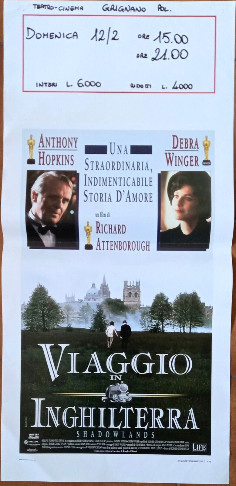 Locandina originale film Viaggio in Inghilterra (1993) - Regia di Richard Attenborough