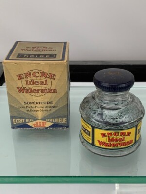 Waterman 4 oz French Noire Ink with box, Superb Label (e649)