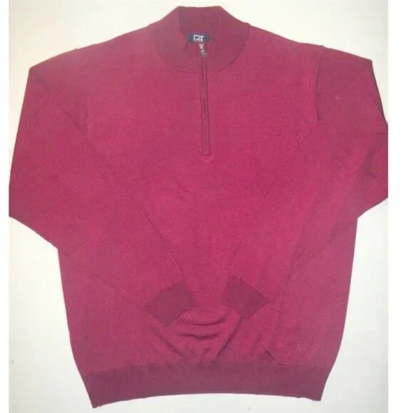 NWOT Men's 2XLT Tall 1/4 Zip Cutter & Buck Merino Wool Acrylic Pink Sweater $168 - Image 3 of 4