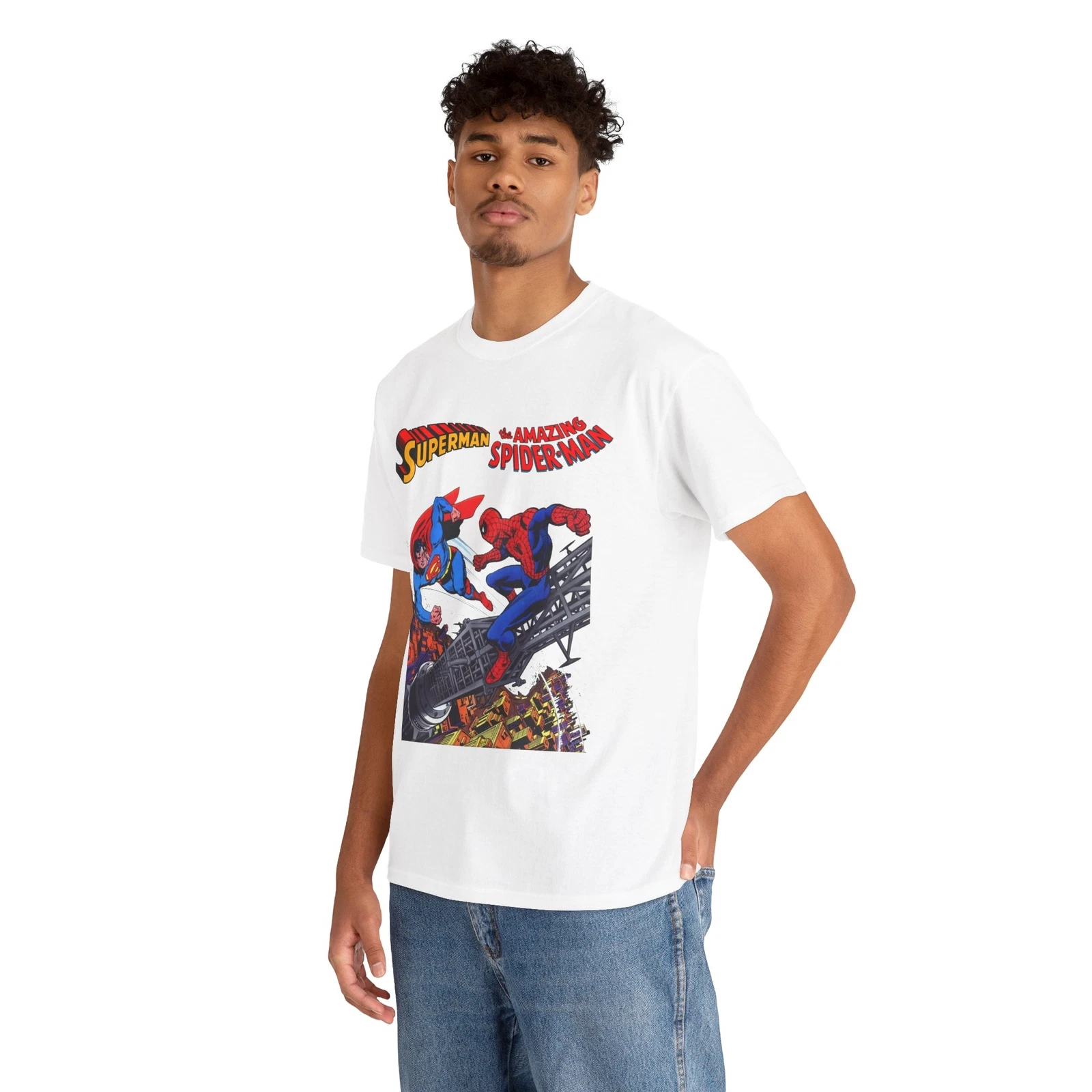 Superman & Amazing Spider-Man T-Shirt - DC/Marvel Comics Crossover - 1970s
