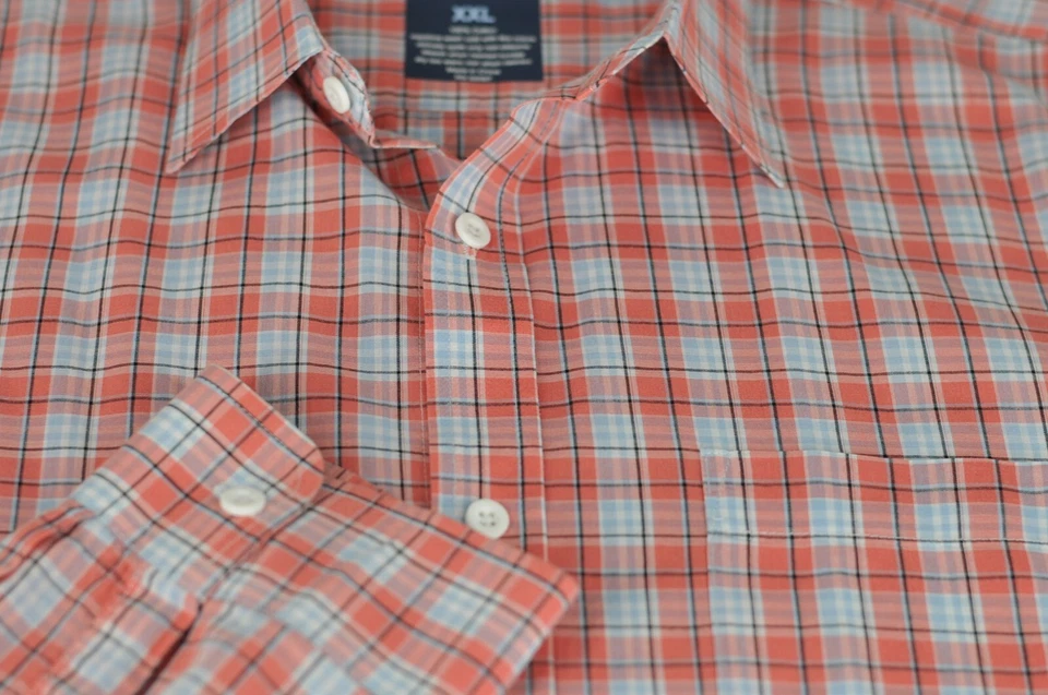 Camisa informal Saks Fifth Avenue para hombre azul salmón y blanco a cuadros XXL 2XL Foto 3 de 3