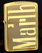 Polished Deep Carved Brass Armor Bull Head  Multi Sided  Marlboro Zippo Lighter