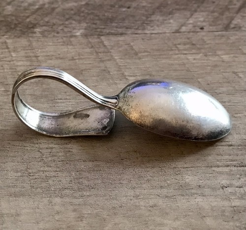 Cucchiaio bambino argento sterling manico curvo neonato 3,5 pollici - Foto 5 di 7