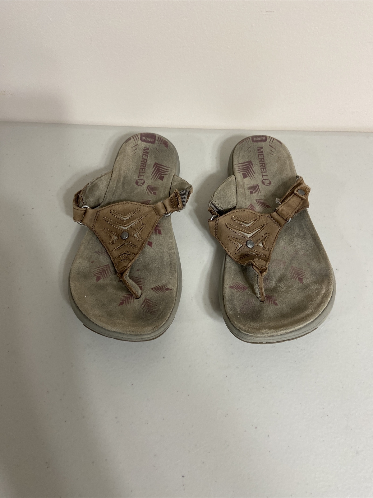 MERRELL sandali donna comodi slide tanga marroni taglia 8 presa a scelta US