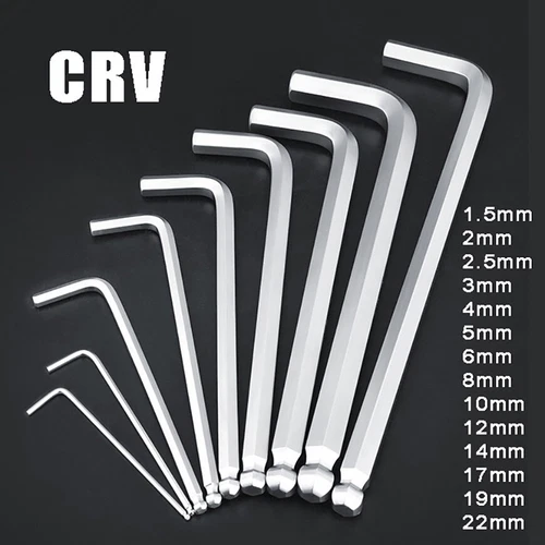 1.5mm-22mm CRV Metric Allen Ball End Hex Key Wrench Hexagon Key Long Arm Wrench - Picture 2 of 22