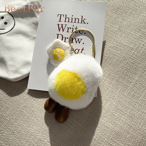 Cute Real Rabbit Fur Egg Keyring Toy Fur Ball Pompom Bag Car Phone Pendant Gift - Picture 21 of 22