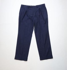 Vintage Ralph Lauren Mens 38x30 Rayon Blend Pleated Wide Leg Chino Pants Blue