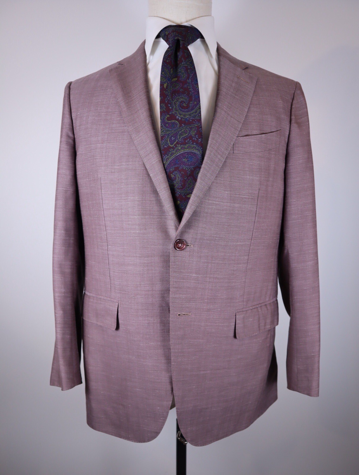 Ermenegildo Zegna Sport Coat 52R 42R Jacket Wool Linen Silk Red Pink