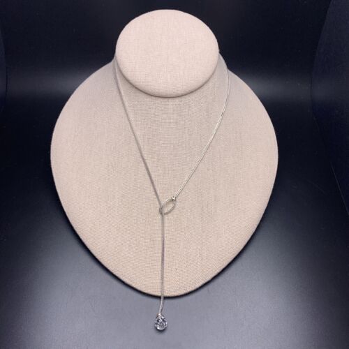 Dainty Lariat Chain Necklace Round Glass Bead Del… - image 1