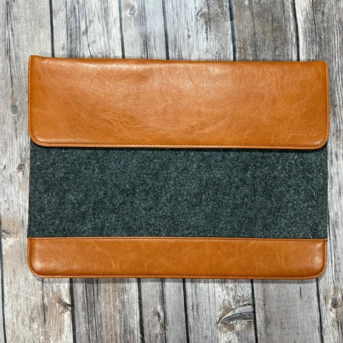 Tomtoc Gray Felt & Faux Leather Laptop Sleeve for 13" MacBook