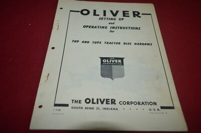 Oliver Tractor TGP TGPX Disc Harrow Operator's Manual TBPA green