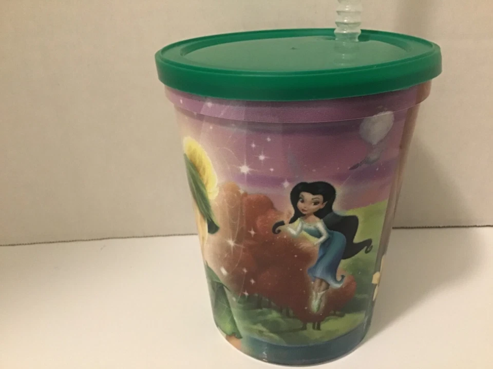 Tinker Bell Disney Fairies Souvenir Reutilizable 16oz Taza de Plástico con Tapa y Paja Nuevo Foto 2 de 4