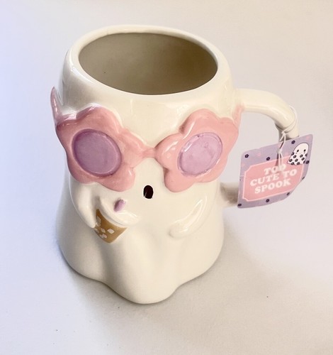 Nuevo ROSA Domingo Mañana Margarita Gafas de Sol Halloween Fantasma Taza