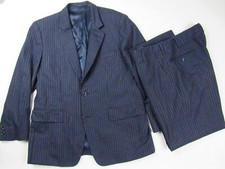 Vtg 1950  s 2 Pc Suit Pinstripe Hollywood Drop Loop VLV Wool 40S / 35.5 x 27.25